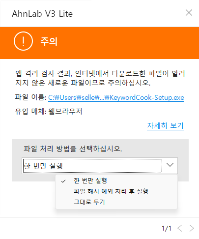 V3 파일 처리 방법 선택